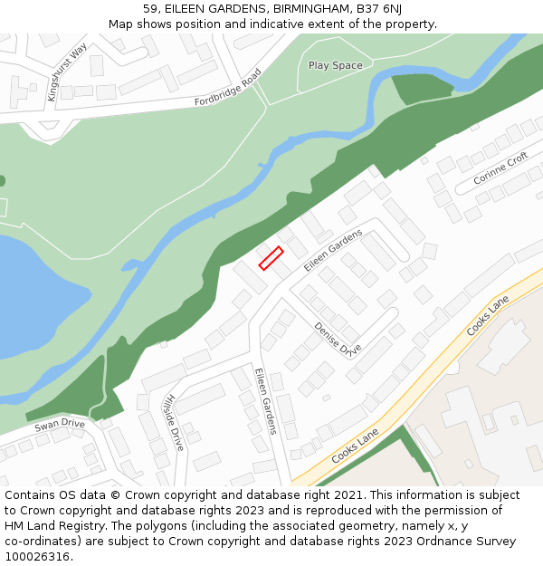 59, EILEEN GARDENS, BIRMINGHAM, B37 6NJ: Location map and indicative extent of plot