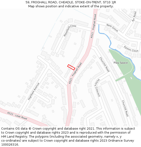 59, FROGHALL ROAD, CHEADLE, STOKE-ON-TRENT, ST10 1JR: Location map and indicative extent of plot