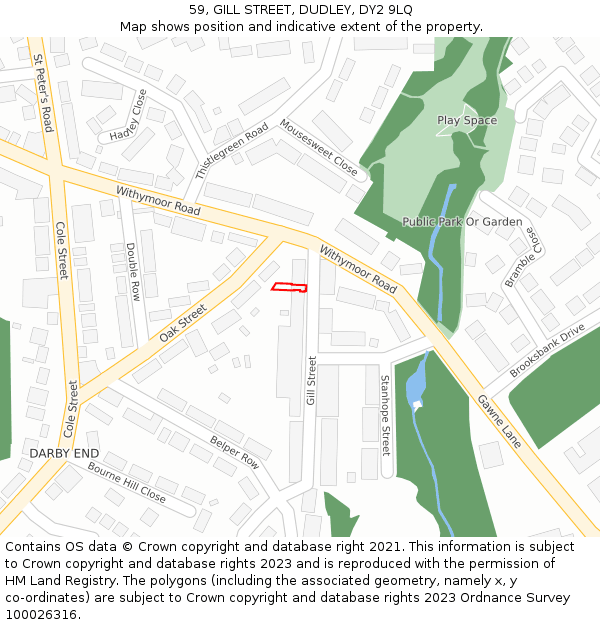 59, GILL STREET, DUDLEY, DY2 9LQ: Location map and indicative extent of plot