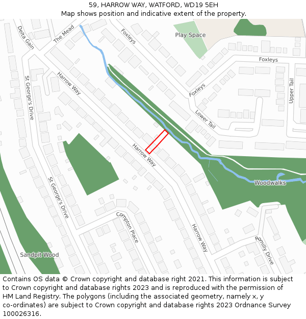 59, HARROW WAY, WATFORD, WD19 5EH: Location map and indicative extent of plot