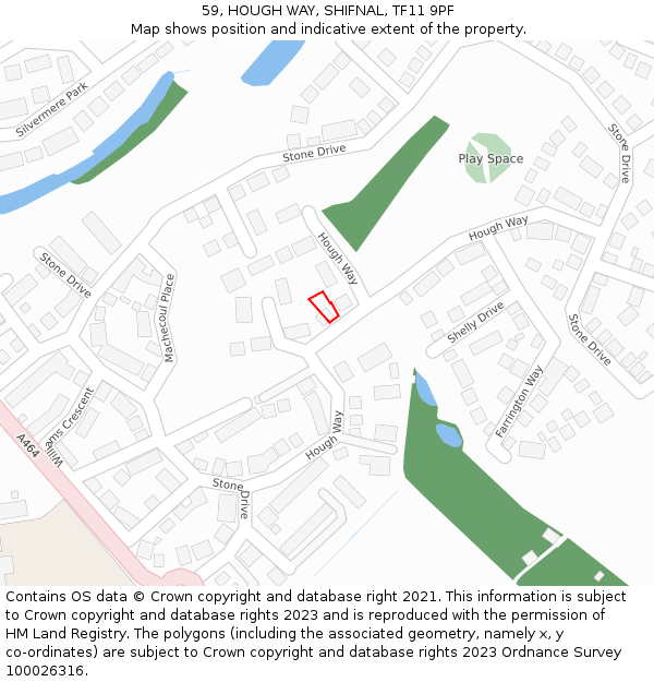 59, HOUGH WAY, SHIFNAL, TF11 9PF: Location map and indicative extent of plot