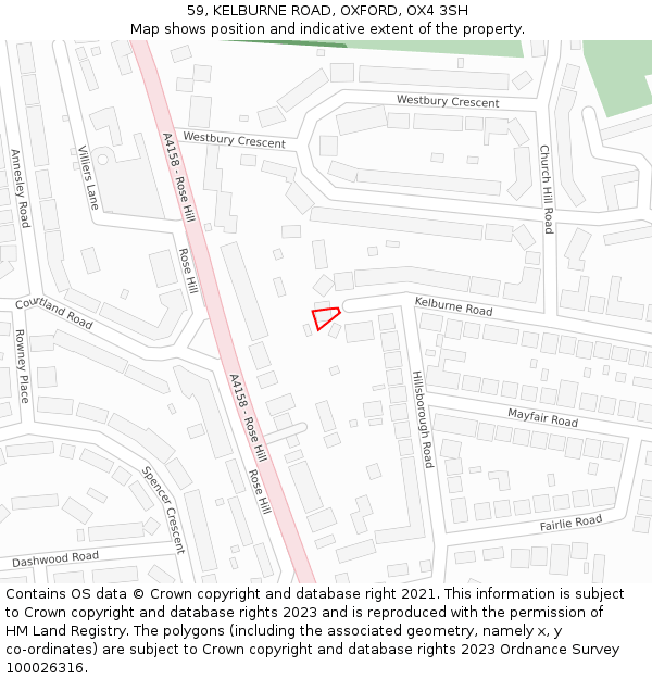 59, KELBURNE ROAD, OXFORD, OX4 3SH: Location map and indicative extent of plot