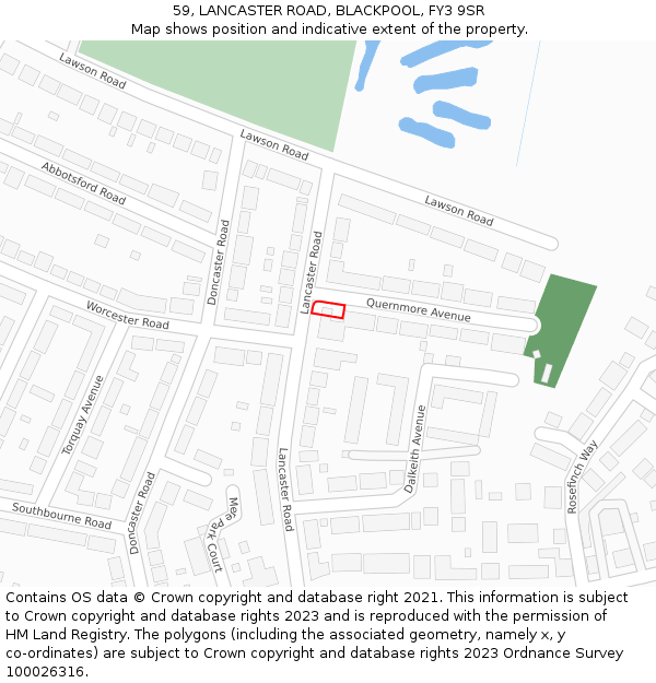 59, LANCASTER ROAD, BLACKPOOL, FY3 9SR: Location map and indicative extent of plot