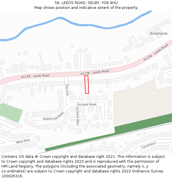 59, LEEDS ROAD, SELBY, YO8 4HU: Location map and indicative extent of plot