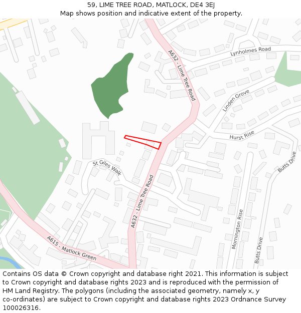59, LIME TREE ROAD, MATLOCK, DE4 3EJ: Location map and indicative extent of plot
