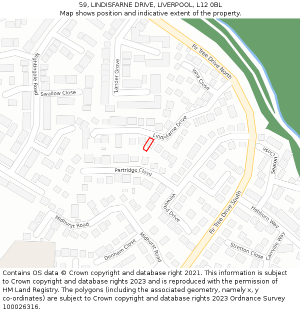 59, LINDISFARNE DRIVE, LIVERPOOL, L12 0BL: Location map and indicative extent of plot