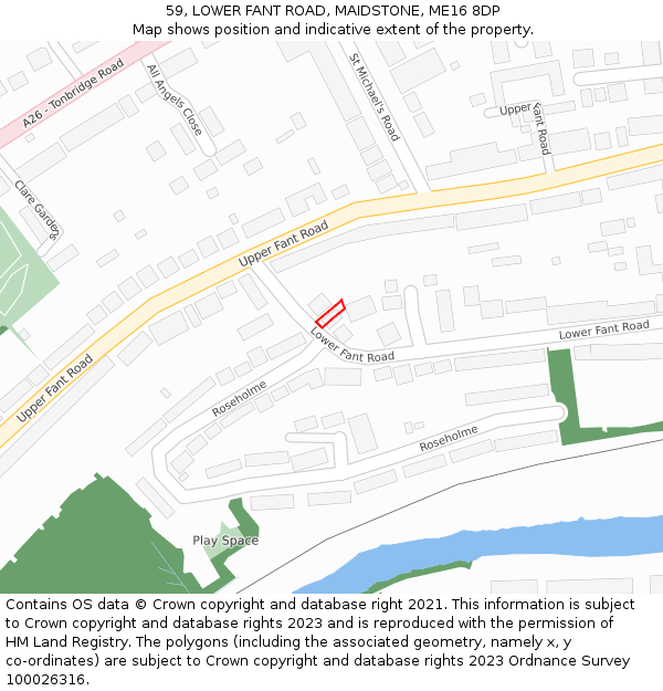 59, LOWER FANT ROAD, MAIDSTONE, ME16 8DP: Location map and indicative extent of plot