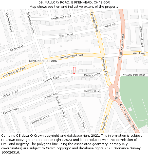 59, MALLORY ROAD, BIRKENHEAD, CH42 6QR: Location map and indicative extent of plot