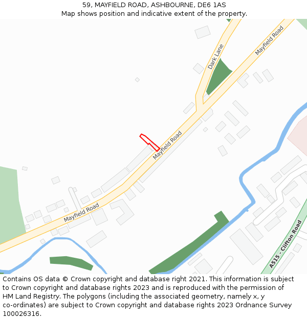 59, MAYFIELD ROAD, ASHBOURNE, DE6 1AS: Location map and indicative extent of plot