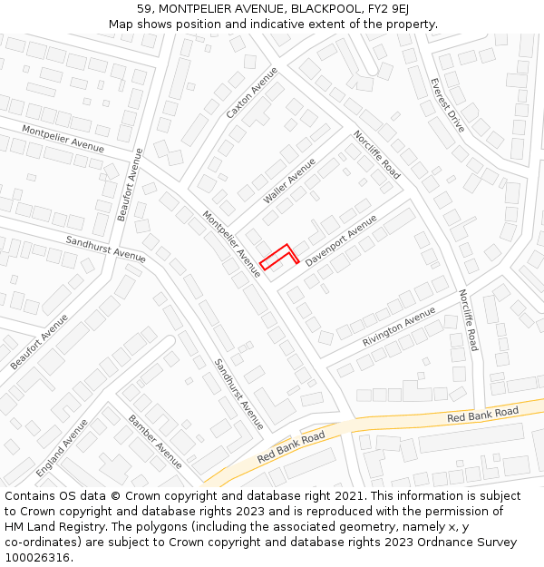 59, MONTPELIER AVENUE, BLACKPOOL, FY2 9EJ: Location map and indicative extent of plot