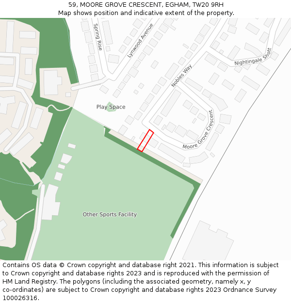 59, MOORE GROVE CRESCENT, EGHAM, TW20 9RH: Location map and indicative extent of plot