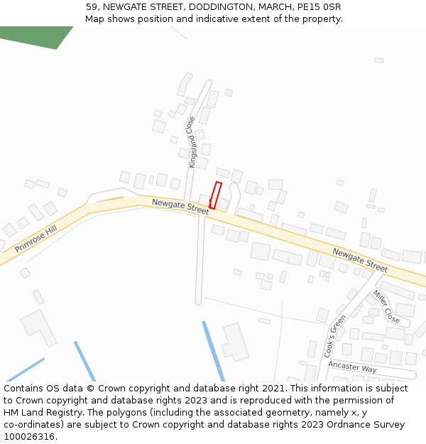 59, NEWGATE STREET, DODDINGTON, MARCH, PE15 0SR: Location map and indicative extent of plot