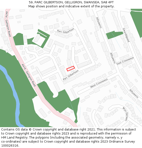 59, PARC GILBERTSON, GELLIGRON, SWANSEA, SA8 4PT: Location map and indicative extent of plot