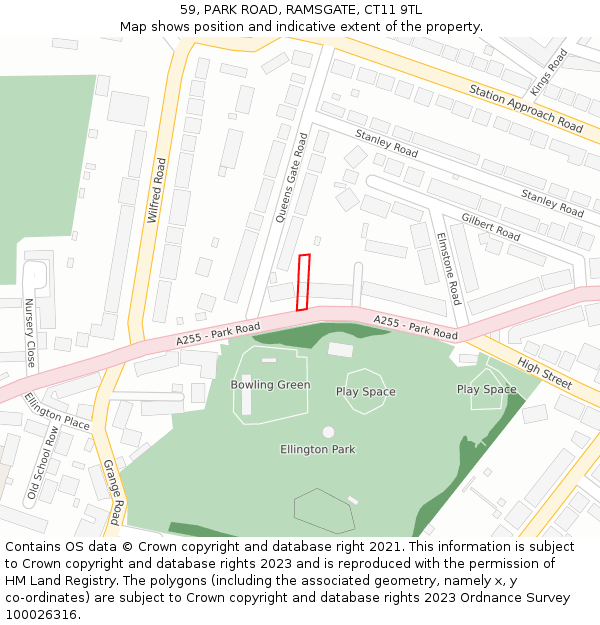 59, PARK ROAD, RAMSGATE, CT11 9TL: Location map and indicative extent of plot