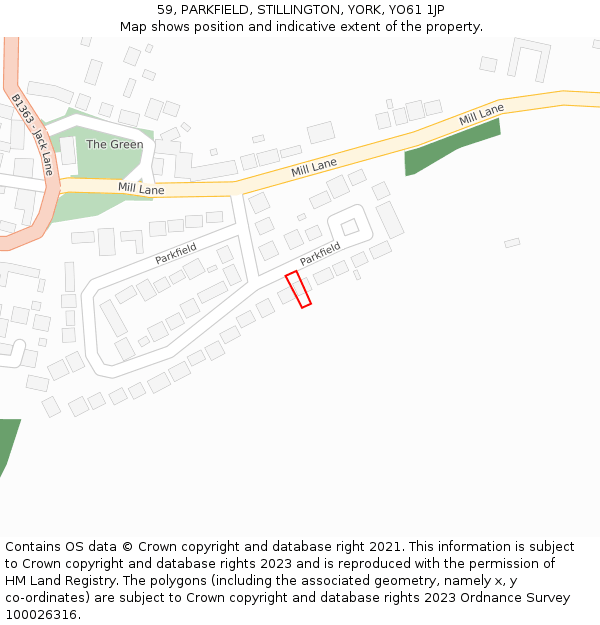 59, PARKFIELD, STILLINGTON, YORK, YO61 1JP: Location map and indicative extent of plot