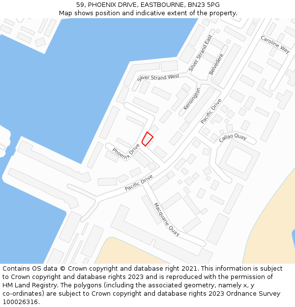 59, PHOENIX DRIVE, EASTBOURNE, BN23 5PG: Location map and indicative extent of plot