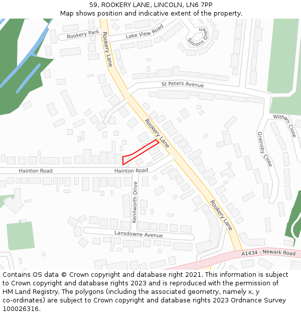 59, ROOKERY LANE, LINCOLN, LN6 7PP: Location map and indicative extent of plot