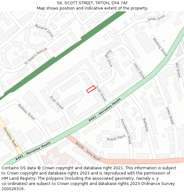 59, SCOTT STREET, TIPTON, DY4 7AF: Location map and indicative extent of plot