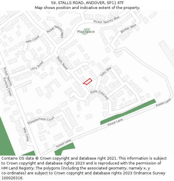 59, STALLS ROAD, ANDOVER, SP11 6TF: Location map and indicative extent of plot