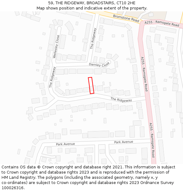 59, THE RIDGEWAY, BROADSTAIRS, CT10 2HE: Location map and indicative extent of plot