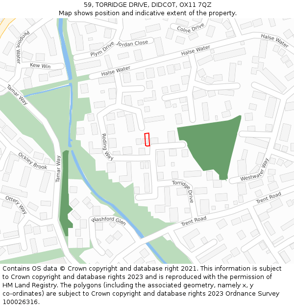 59, TORRIDGE DRIVE, DIDCOT, OX11 7QZ: Location map and indicative extent of plot