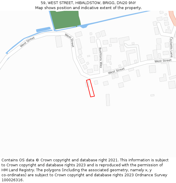 59, WEST STREET, HIBALDSTOW, BRIGG, DN20 9NY: Location map and indicative extent of plot