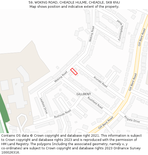 59, WOKING ROAD, CHEADLE HULME, CHEADLE, SK8 6NU: Location map and indicative extent of plot