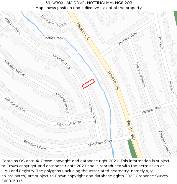 59, WROXHAM DRIVE, NOTTINGHAM, NG8 2QR: Location map and indicative extent of plot