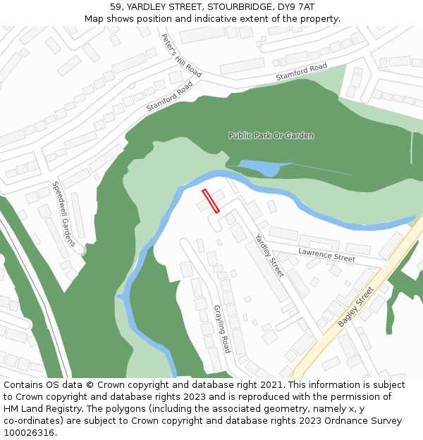 59, YARDLEY STREET, STOURBRIDGE, DY9 7AT: Location map and indicative extent of plot