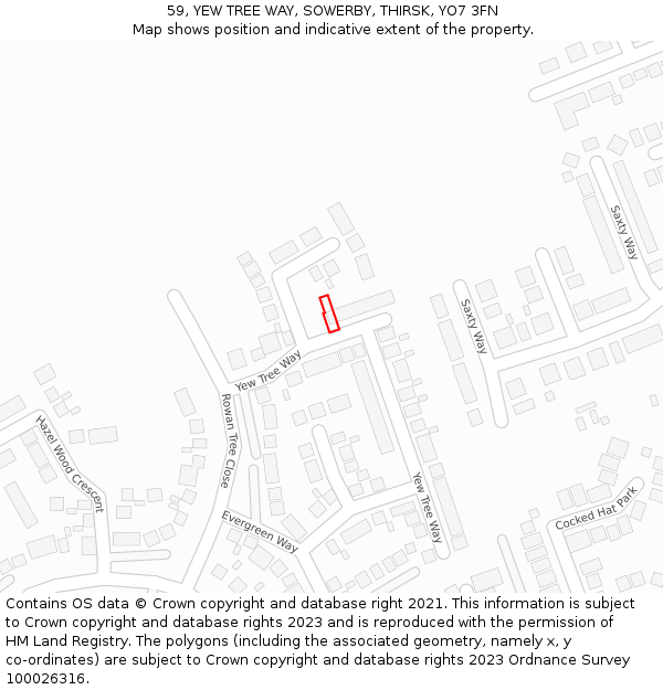 59, YEW TREE WAY, SOWERBY, THIRSK, YO7 3FN: Location map and indicative extent of plot