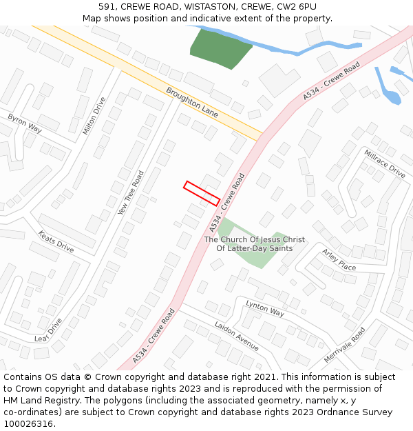 591, CREWE ROAD, WISTASTON, CREWE, CW2 6PU: Location map and indicative extent of plot