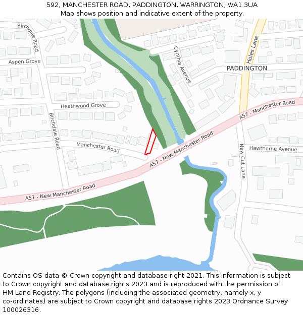 592, MANCHESTER ROAD, PADDINGTON, WARRINGTON, WA1 3UA: Location map and indicative extent of plot