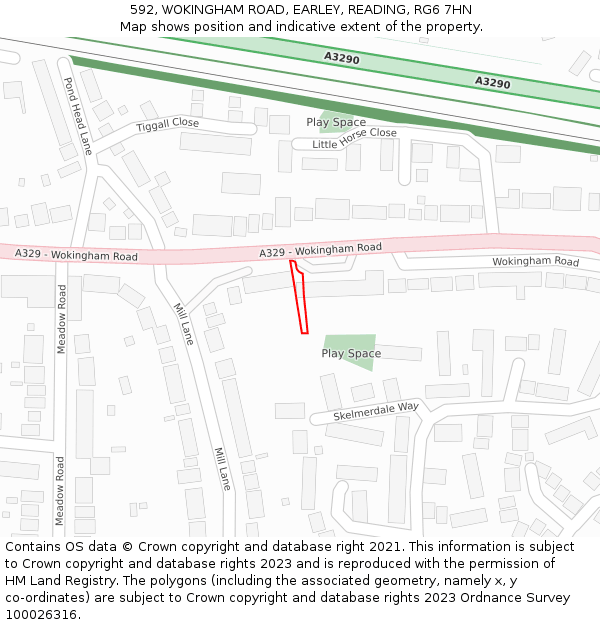 592, WOKINGHAM ROAD, EARLEY, READING, RG6 7HN: Location map and indicative extent of plot