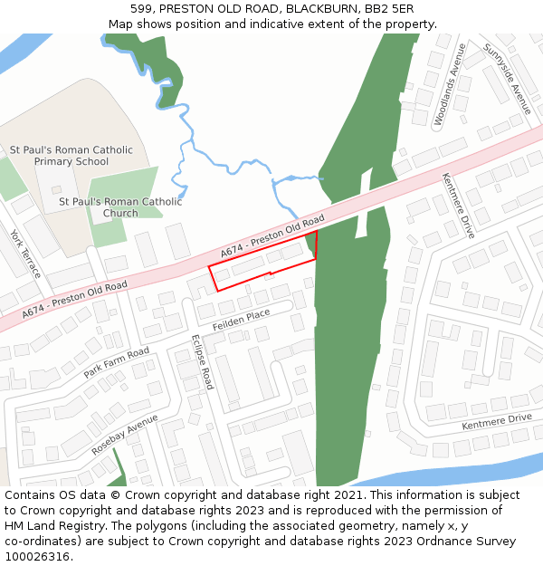 599, PRESTON OLD ROAD, BLACKBURN, BB2 5ER: Location map and indicative extent of plot