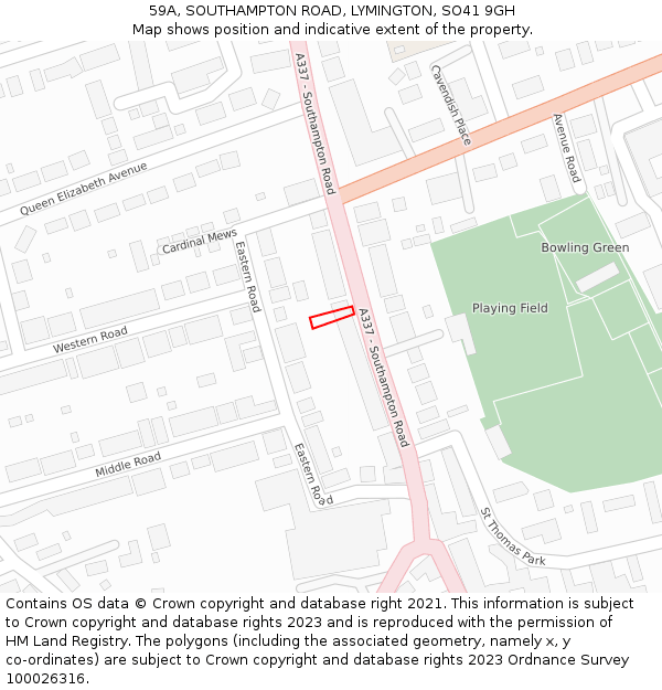 59A, SOUTHAMPTON ROAD, LYMINGTON, SO41 9GH: Location map and indicative extent of plot