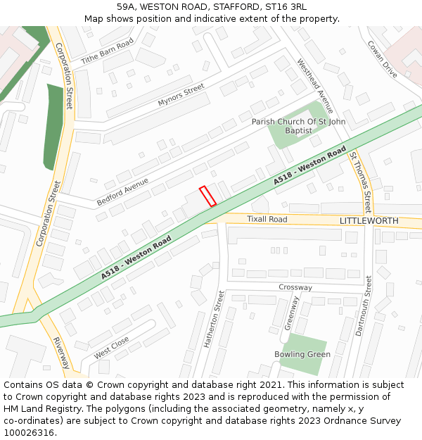 59A, WESTON ROAD, STAFFORD, ST16 3RL: Location map and indicative extent of plot