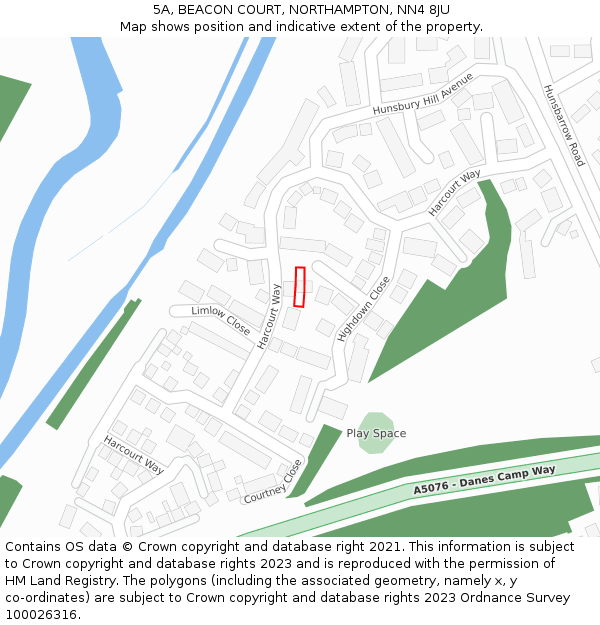 5A, BEACON COURT, NORTHAMPTON, NN4 8JU: Location map and indicative extent of plot