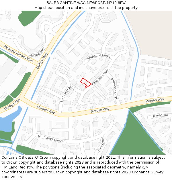 5A, BRIGANTINE WAY, NEWPORT, NP10 8EW: Location map and indicative extent of plot