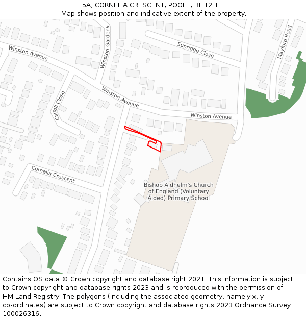 5A, CORNELIA CRESCENT, POOLE, BH12 1LT: Location map and indicative extent of plot