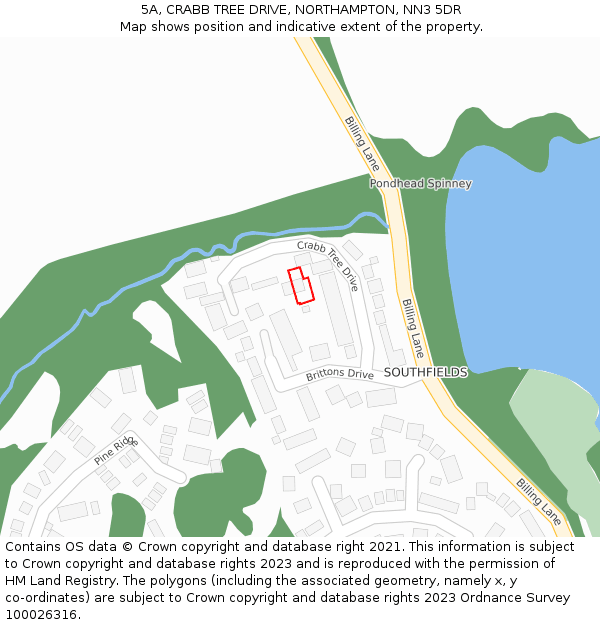 5A, CRABB TREE DRIVE, NORTHAMPTON, NN3 5DR: Location map and indicative extent of plot