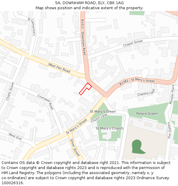 5A, DOWNHAM ROAD, ELY, CB6 1AG: Location map and indicative extent of plot