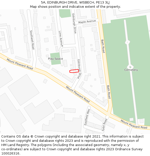 5A, EDINBURGH DRIVE, WISBECH, PE13 3LJ: Location map and indicative extent of plot