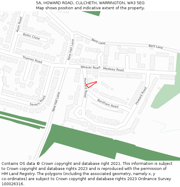 5A, HOWARD ROAD, CULCHETH, WARRINGTON, WA3 5EG: Location map and indicative extent of plot