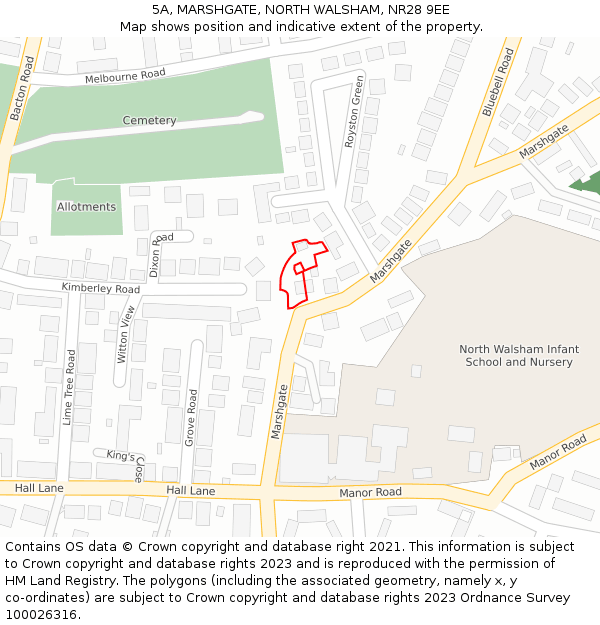 5A, MARSHGATE, NORTH WALSHAM, NR28 9EE: Location map and indicative extent of plot