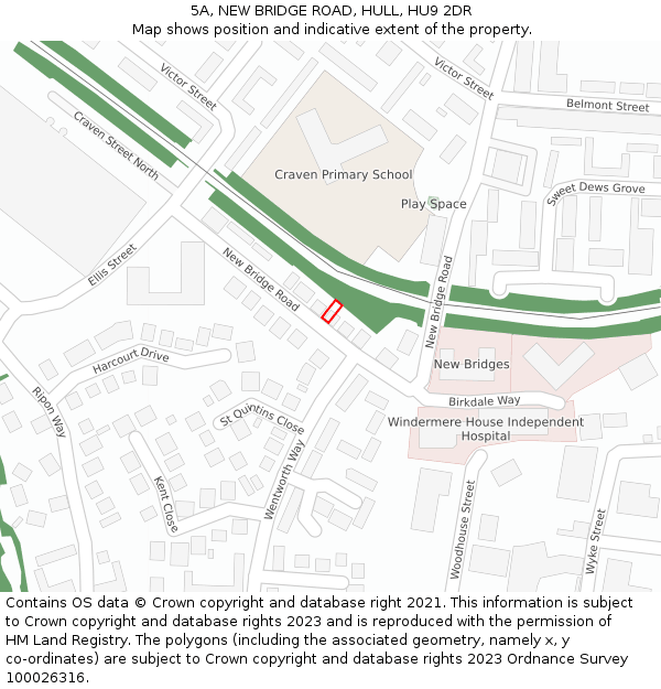 5A, NEW BRIDGE ROAD, HULL, HU9 2DR: Location map and indicative extent of plot