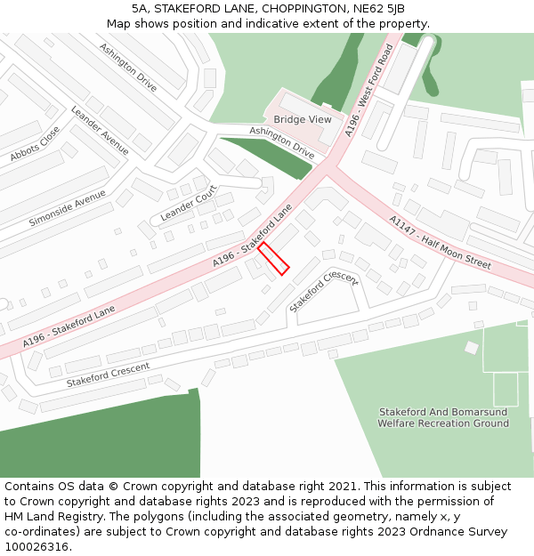 5A, STAKEFORD LANE, CHOPPINGTON, NE62 5JB: Location map and indicative extent of plot