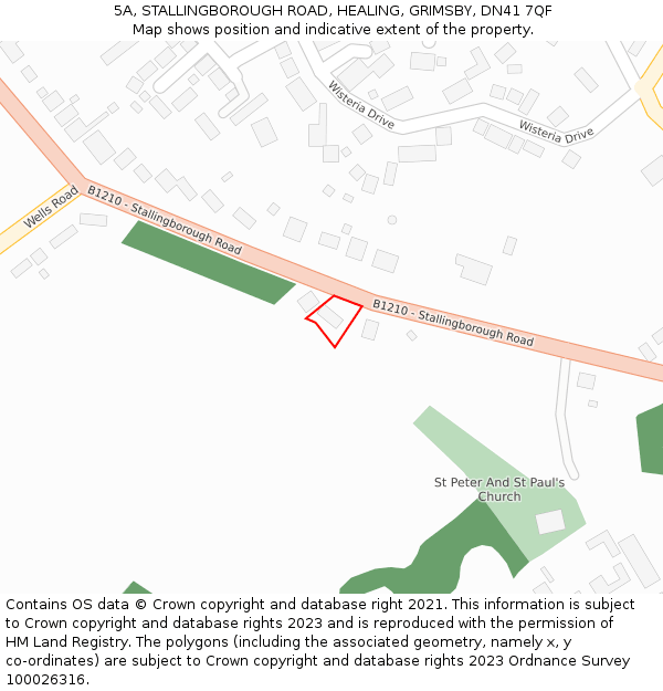 5A, STALLINGBOROUGH ROAD, HEALING, GRIMSBY, DN41 7QF: Location map and indicative extent of plot