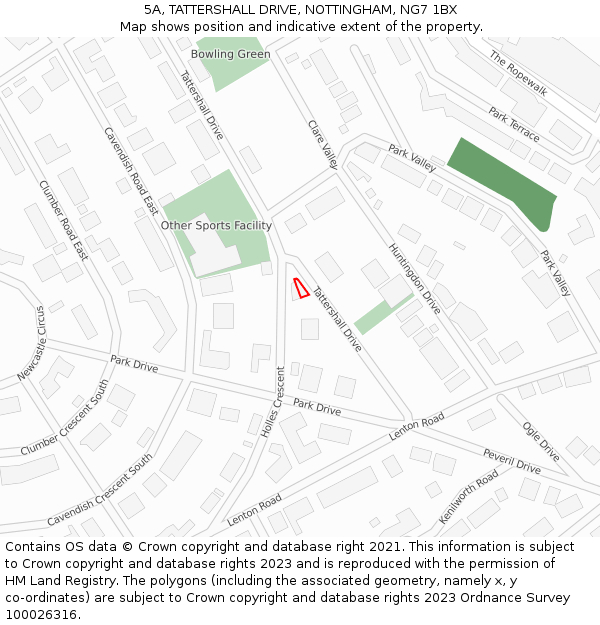 5A, TATTERSHALL DRIVE, NOTTINGHAM, NG7 1BX: Location map and indicative extent of plot