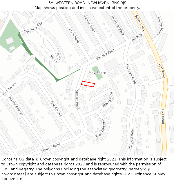 5A, WESTERN ROAD, NEWHAVEN, BN9 9JS: Location map and indicative extent of plot