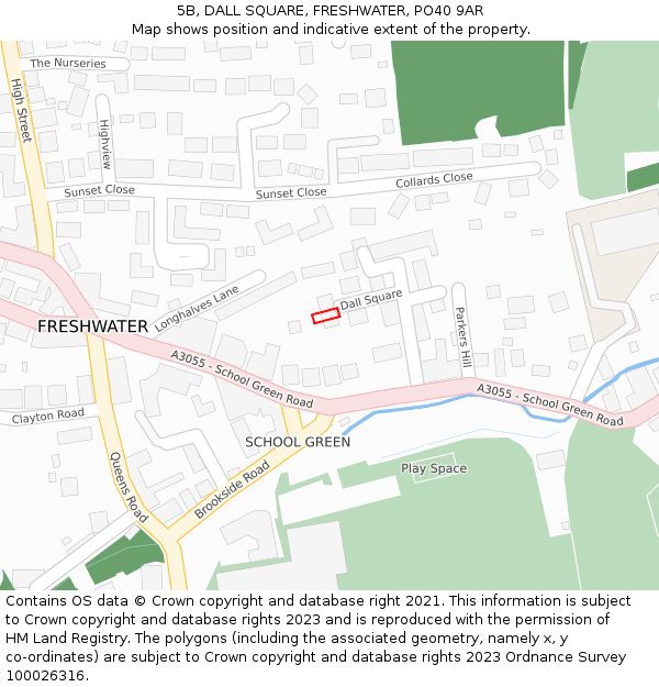 5B, DALL SQUARE, FRESHWATER, PO40 9AR: Location map and indicative extent of plot